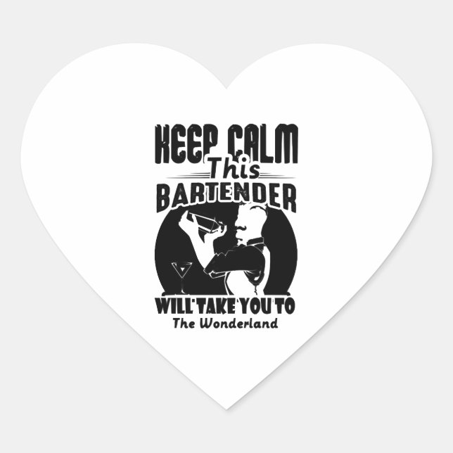 Bartender Shirt - Keep Calm This Bartender T shirt Heart Sticker (Front)
