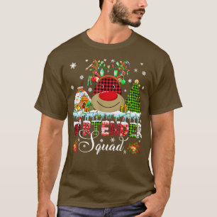 Bartender Squad Christmas Lights Red Plaid Reindee T-Shirt