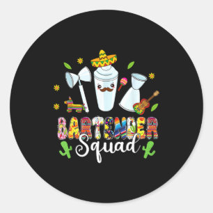 Bartender Squad Lets Fiesta Cinco De Mayo Mexican Classic Round Sticker
