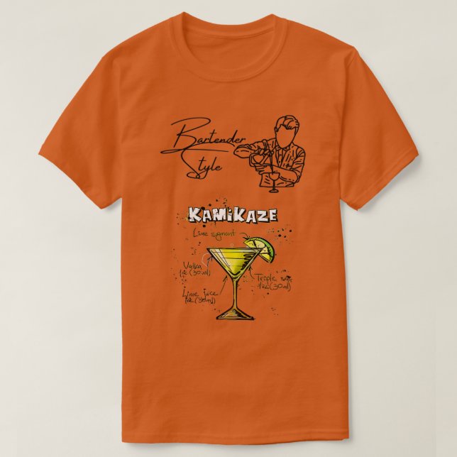 Bartender Style Kamikaze T-Shirt (Design Front)