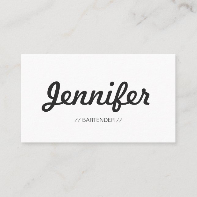 Bartender - Stylish Simple Concise Business Card (Front)