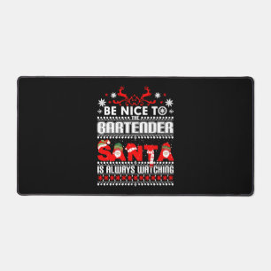 Bartender Ugly Christmas Sweater Gift Funny Barten Desk Mat