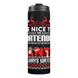 Bartender Ugly Christmas Sweater Gift Funny Barten Thermal Tumbler