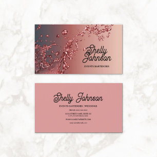 Bartender Wedding Events Elegant Red Splash Business Card