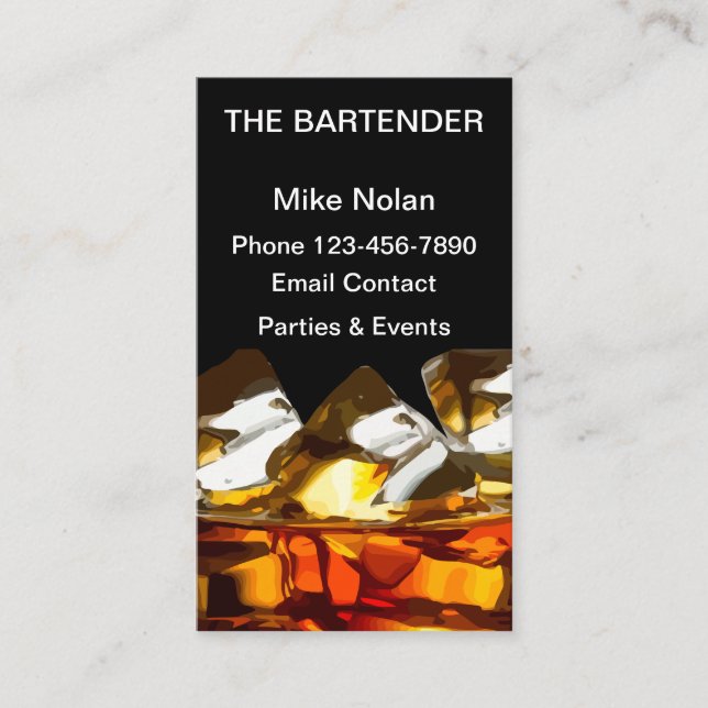 Bartender Whiskey Glass Business Card (Front)