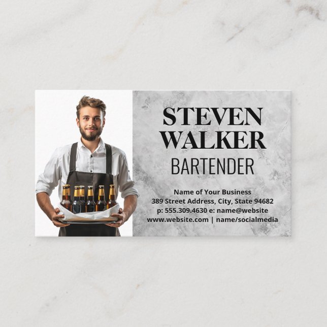 Bartender with Beer Bottles Appointment Card (Front)