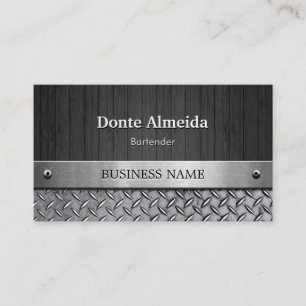 Bartender - Wood and Metal Look Business Card