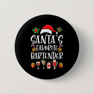 Bartender Xmas Gift Santa's Favorite Bartender Chr 6 Cm Round Badge