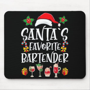 Bartender Xmas Gift Santa's Favorite Bartender Chr Mouse Mat