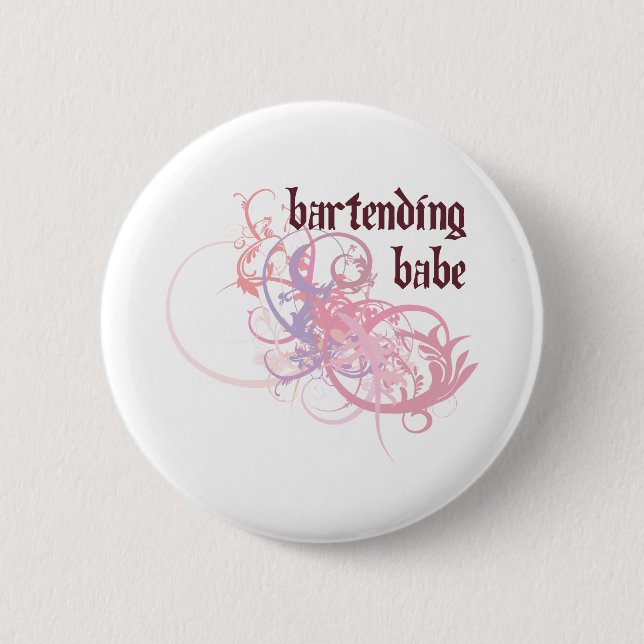 Bartending Babe 6 Cm Round Badge (Front)