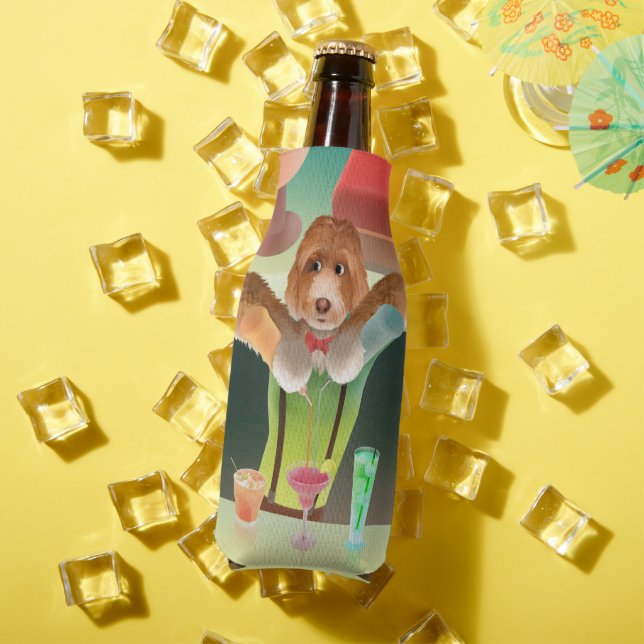 Bartending Dog in Retro Bar Bottle Cooler (In Situ Summer)