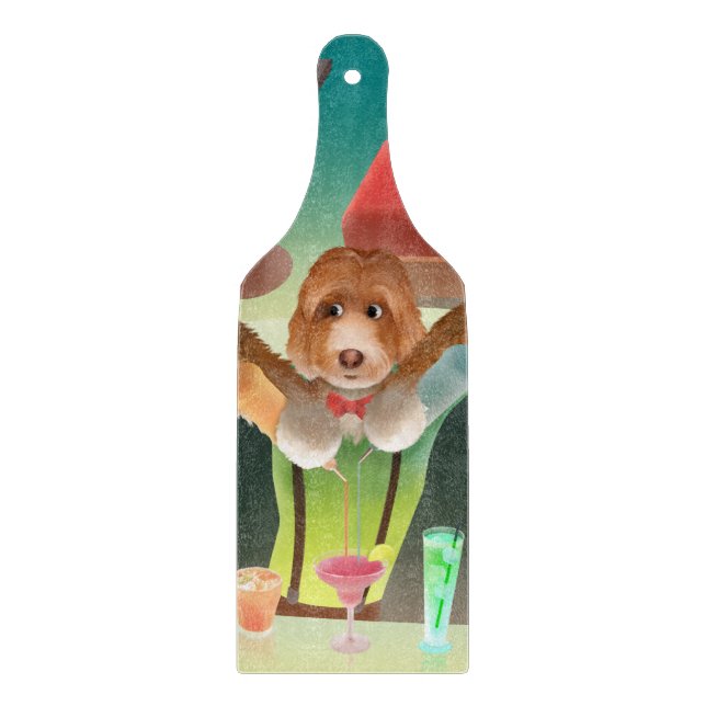 Bartending Dog in Retro Bar Cutting Board (Front)