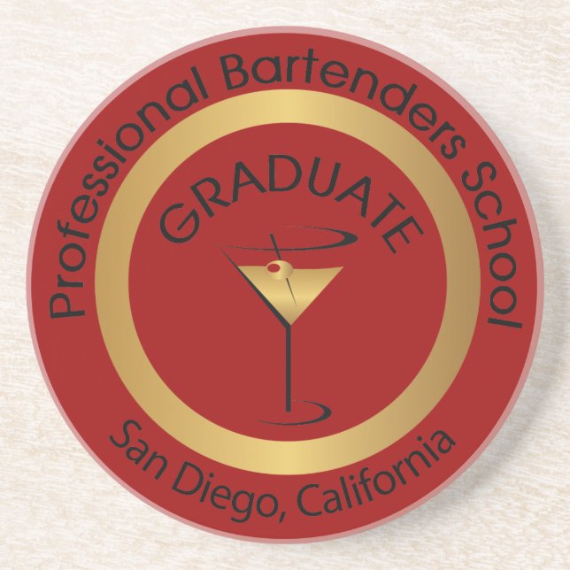 Bartending School Graduate Drink Coaster (Front)