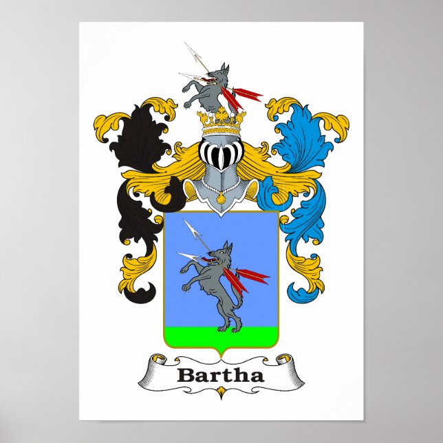 Bartha Family Hungarian Coat of Arms 11x15” Print (Front)