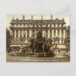 Bartholdi Fountain, Lyon, France Postcard