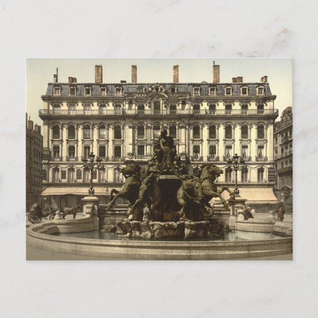 Bartholdi Fountain, Lyon, France Postcard (Front)