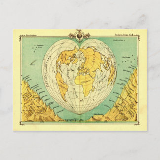 Bartholomew Heart Shaped Post Card World Map
