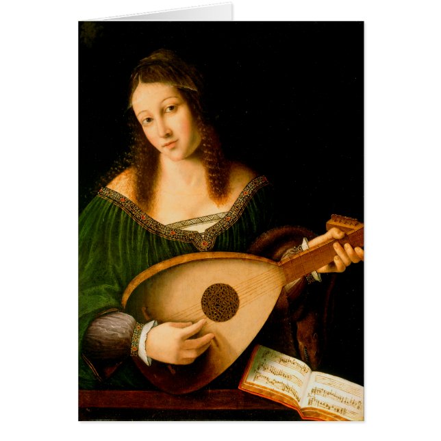 Bartolomeo Veneto Lady Playing Lute Portrait Art (Front)