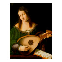 Bartolomeo Veneto Lady Playing Lute Portrait Art