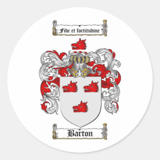 BARTON FAMILY CREST -  BARTON COAT OF ARMS CLASSIC ROUND STICKER