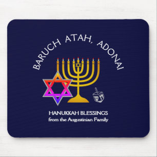 BARUCH ATAH ADONAI Hanukkah Blessings Mouse Mat