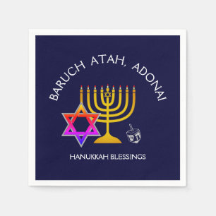 BARUCH ATAH ADONAI   Hanukkah Blessings Paper Napkin