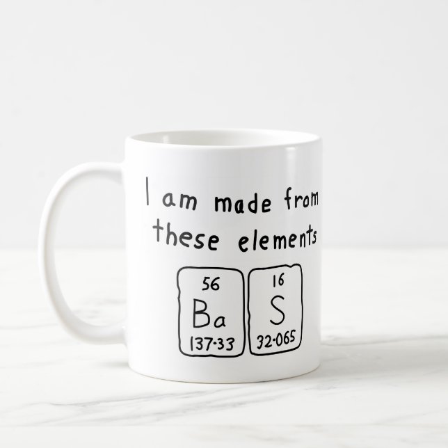 Bas periodic table name mug (Left)