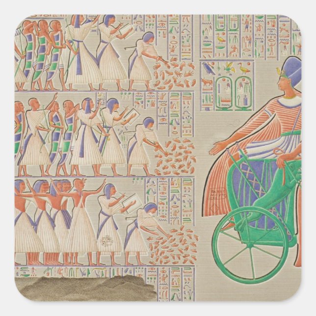 Bas-relief at Medynet-Abou, Palace of the Kings at Square Sticker (Front)