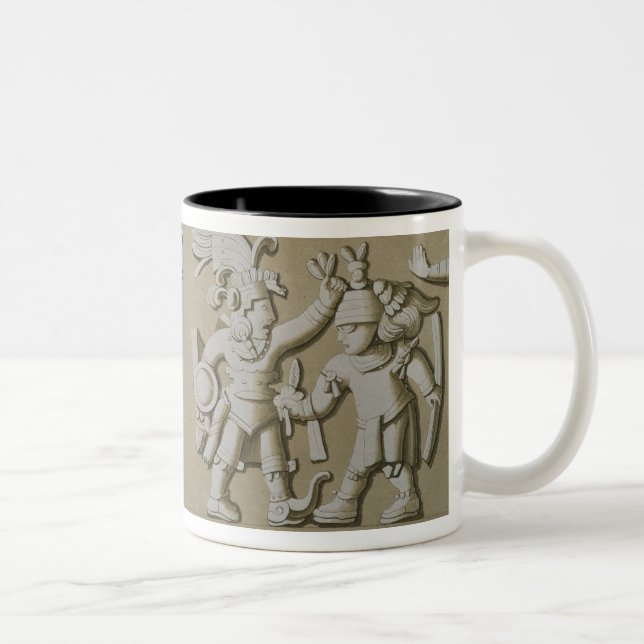 Bas Relief of Ancient Aztec Warriors, from The Sto Two-Tone Coffee Mug (Right)