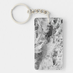 Basalt Lava Rocks Southwest Black and White Photo Key Ring