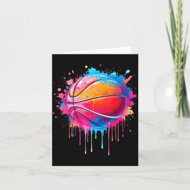 Basball Drip Splash Boys Tie Dye Colourful Basball Card (Front)
