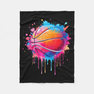 Basball Drip Splash Boys Tie Dye Colourful Basball Fleece Blanket