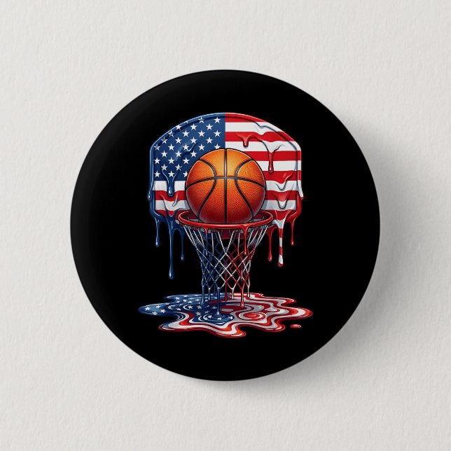 Basball Drip Usa 6 Cm Round Badge (Front)