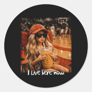 Basball Meme I Live Here Now Game Day Sport Mum Classic Round Sticker