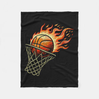 Basball On Fire Fleece Blanket