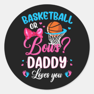 Basball Or Bows Daddy Loves Gender Reveal Pink Classic Round Sticker