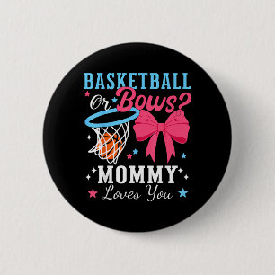 Basball Or Bows Mummy Loves Gender Reveal Party 6 Cm Round Badge