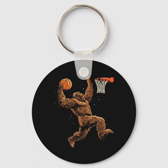 Basball Player Bigfoot Funny Sasquatch Bball Key Ring (Front)