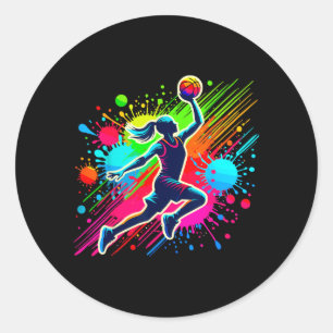 Basball Player Girl Classic Round Sticker