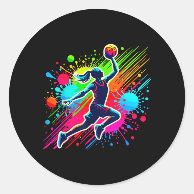 Basball Player Girl Classic Round Sticker (Front)