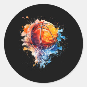 Basball Splash Basball Lover Colourful Watercolor Classic Round Sticker