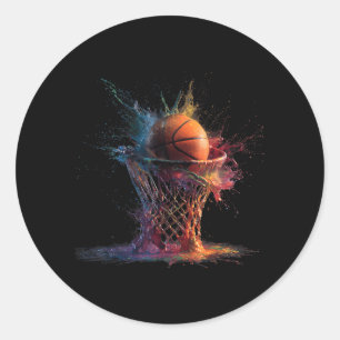 Basball Splash Graphic Colourful Basball Player Classic Round Sticker