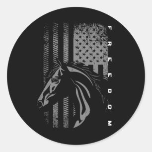 Basbo Uni-kids Black Flag Print - Horseback Riding Classic Round Sticker
