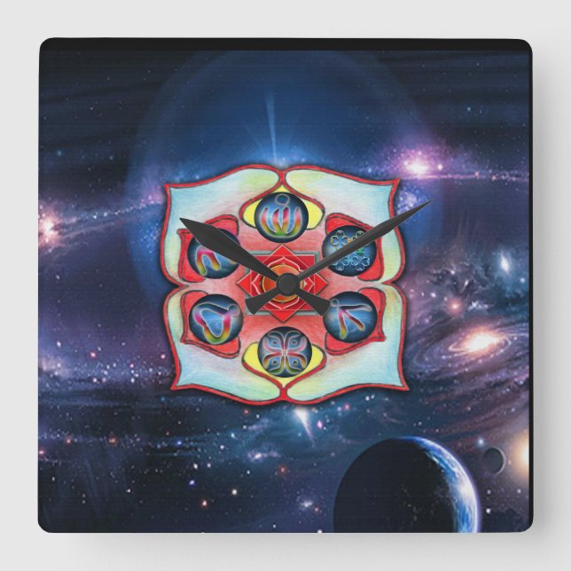 Base Chakra Square Wall Clock (Front)