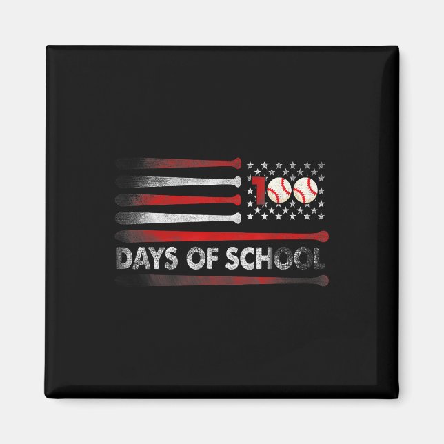 Baseball 100 Days Of School Baseball 100th Day Tea Magnet (Front)