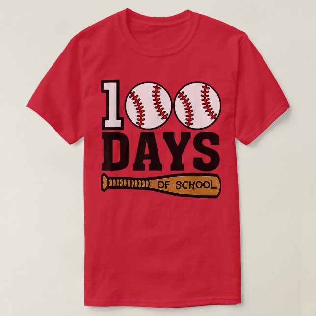 Baseball 100 Days of School Happy 100th Day Teache T-Shirt (Design Front)