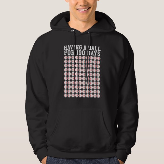 Baseball 100 Days Of School  Player Teacher Boy Hoodie (Front)