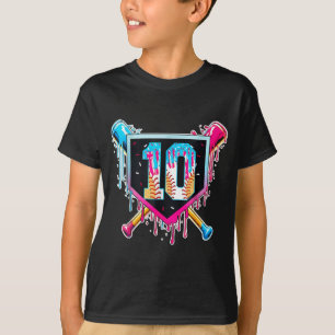 Baseball 10 year old boy ice cream drip 10th T-Shirt