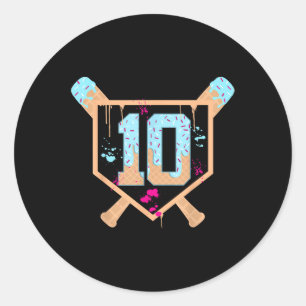 Baseball 10 Year Old Ice Cream Drip 10th Birthday  Classic Round Sticker