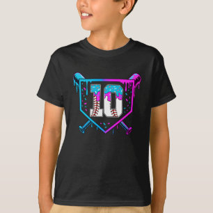 Baseball 10th Birthday Ice Cream Drip 10 Year Old T-Shirt